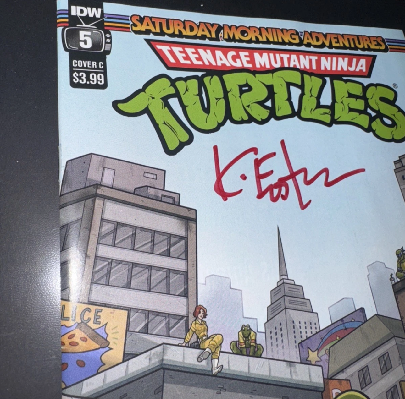 Kevin Eastman signed "TMNT" Saturday Morning ADVENTURES #5 Cover C - COA