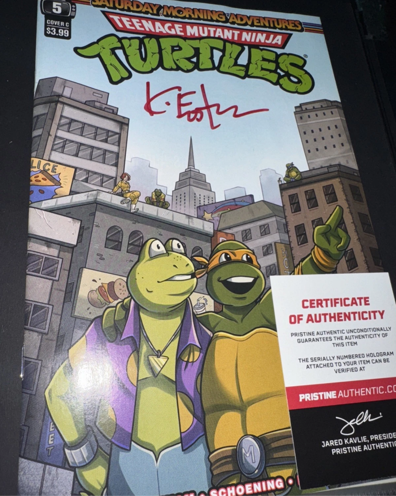 Kevin Eastman signed "TMNT" Saturday Morning ADVENTURES #5 Cover C - COA