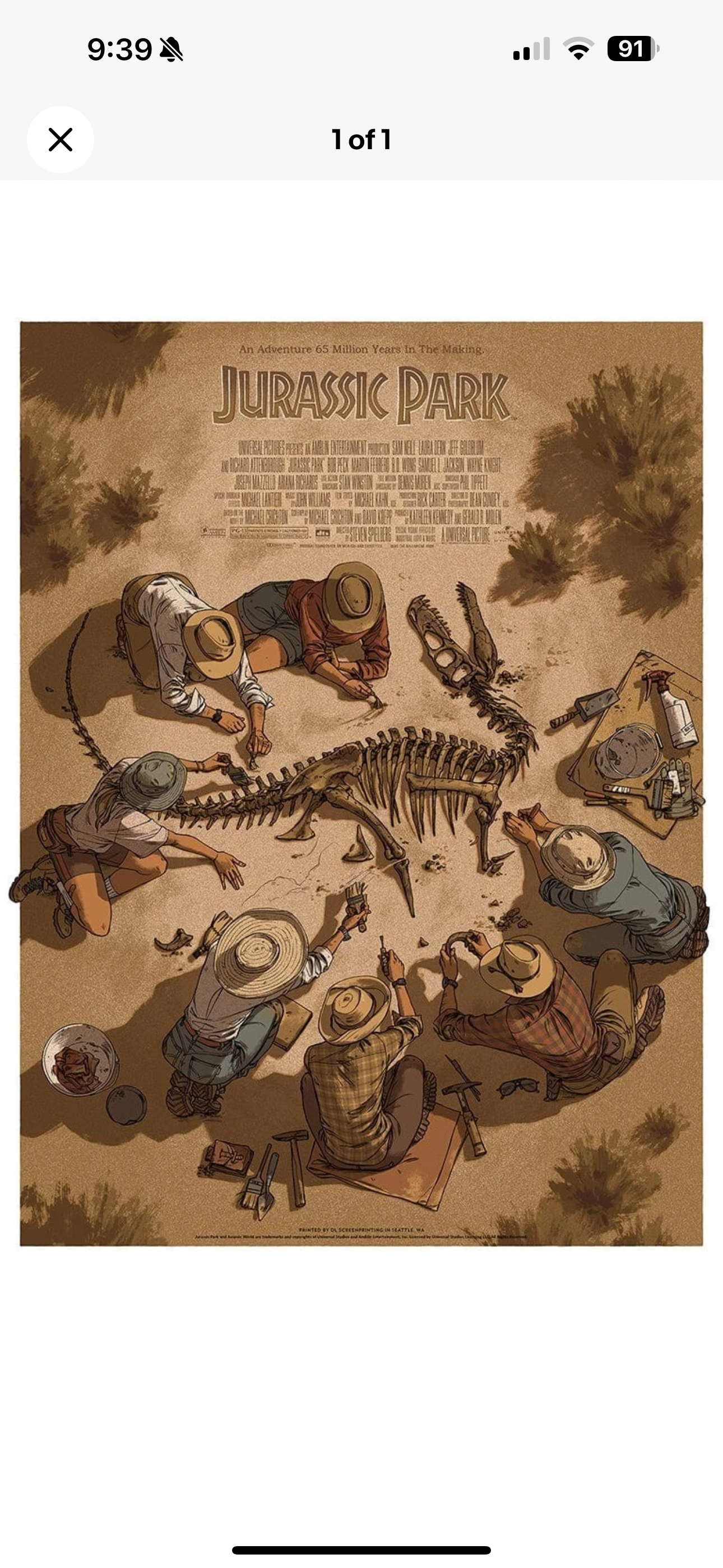 Jurassic Park Claire Hummel Mondo Movie Poster Dinosaur Bones Art Print