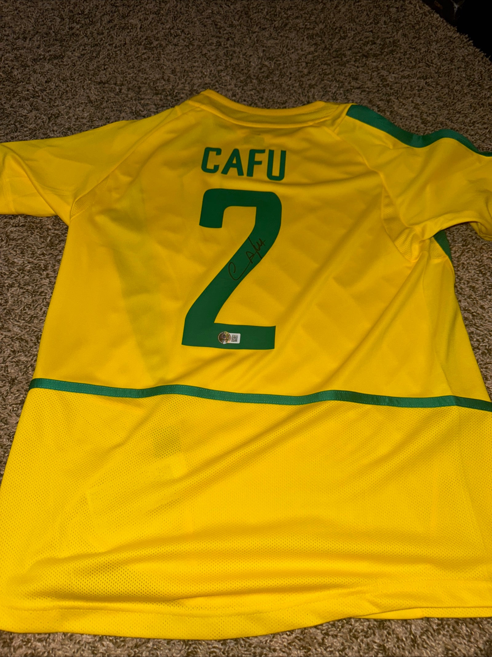 Cafu Signed Brazil  Nike  Jersey Beckett COA