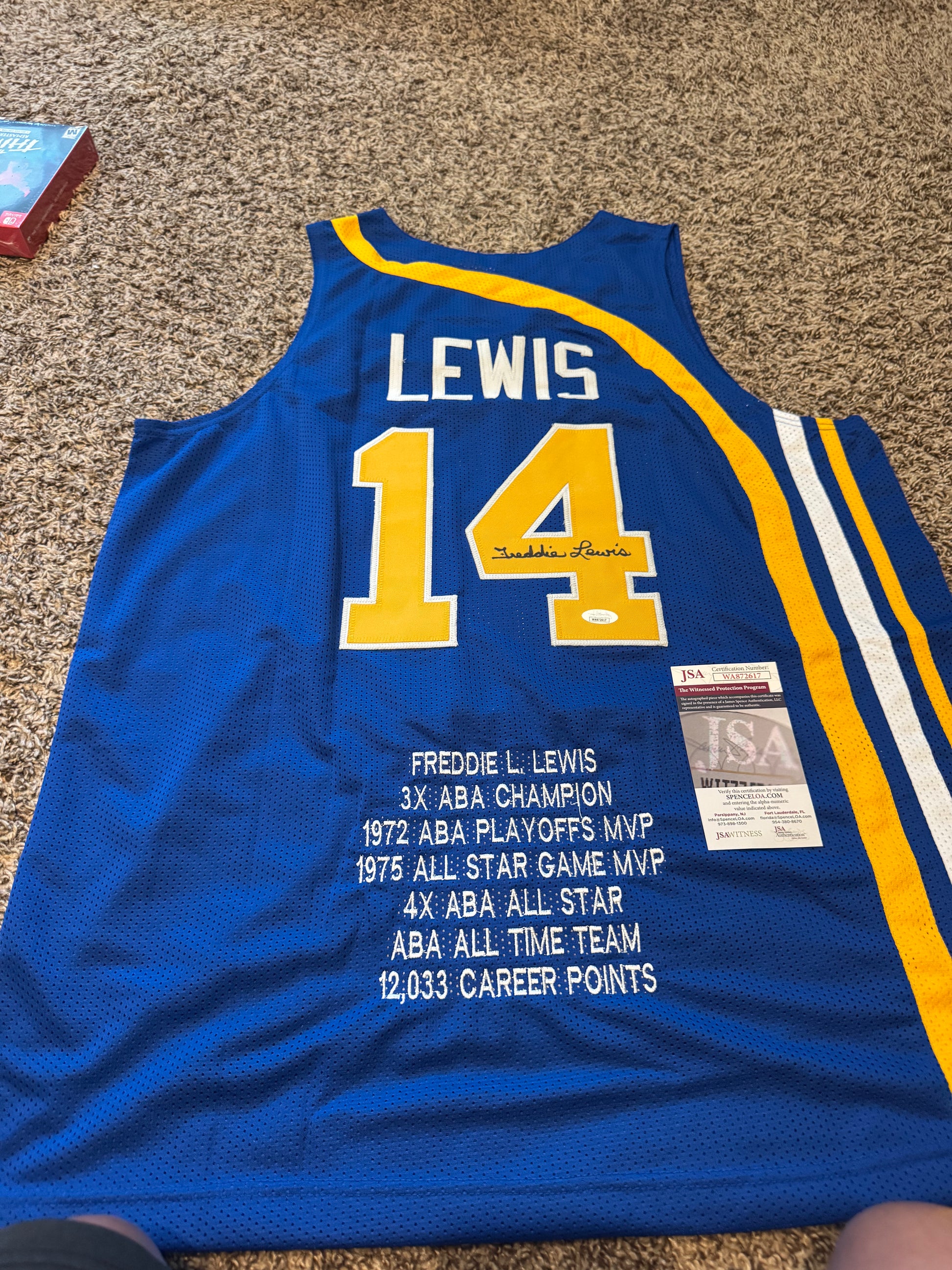 Freddie Lewis - Indiana Pacers autographed Jersey - JSA/ COA